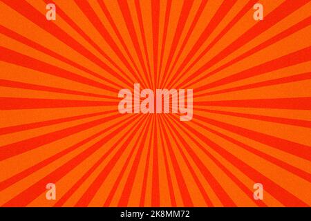 Grainy Orange Sunburst Pattern Background. Vibrant Radial Rays geometric Illustration Stock Photo