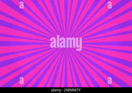 Psychedelic Sunburst Pattern Background. Pink and blue Vibrant Radial Rays geometric Illustration Stock Photo