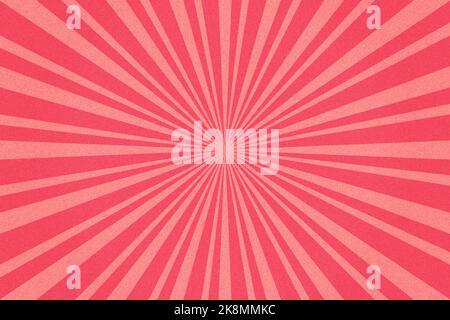 Grainy Pink Sunburst Pattern Background. Vibrant Radial Rays geometric Illustration Stock Photo