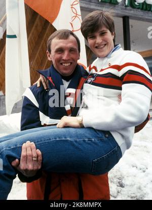 Sarajevo, Yugoslavia 1984-02. The Olympic Winter Games 1984. The picture: Odd Martinsen and Inger Helene Nybråten. Ntb archive / ntb Stock Photo