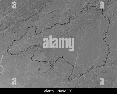 Bong, county of Liberia. Grayscale elevation map with lakes and rivers Stock Photo