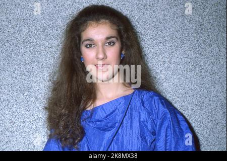 Portrait of the Canadian singer Céline Dion in 1985. Stock Photo