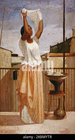 Francisco Laso de Los Rios Peruvian school La Lavandera (The Washerwoman) 1859 Oil on canvas (106 x 61.30 cm) Lima, Museo de Arte (MALI) Stock Photo