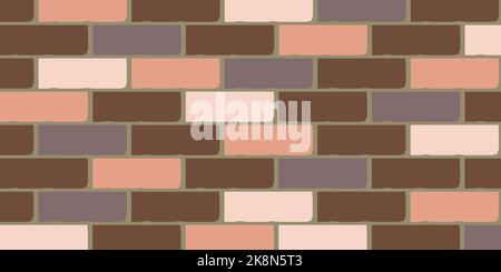 A brick wall pattern  background, vector. White brown and gray color brick texture. Stock Vector