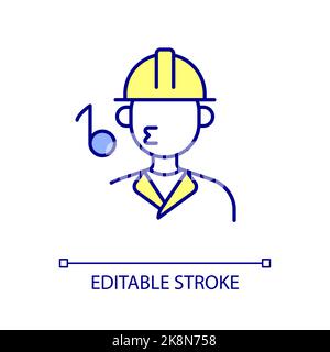 Whistling builder RGB color icon Stock Vector