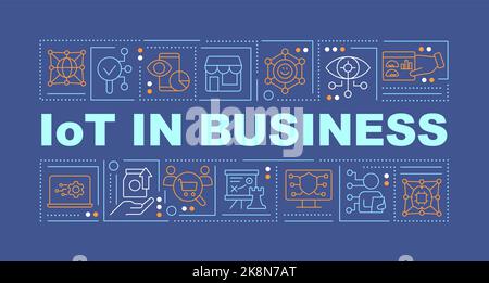 IoT in business word concepts dark blue banner Stock Vector