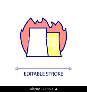 Fire at nuclear plant RGB color icon Stock Vector