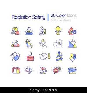Radiation safety RGB color icons set Stock Vector