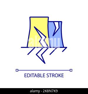 Damage of nuclear station RGB color icon Stock Vector