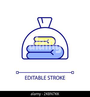 Put dirty clothes into plastic package RGB color icon Stock Vector