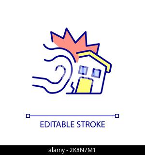 Blast wave effect on building RGB color icon Stock Vector