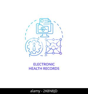 Electronic health records blue gradient concept icon Stock Vector