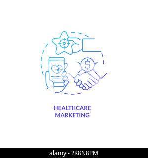 Healthcare market research blue gradient concept icon Stock Vector