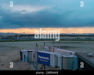 Osaka, NOV 18 2013 - Overcast view of the terminal of Kansai International Airport Stock Photo