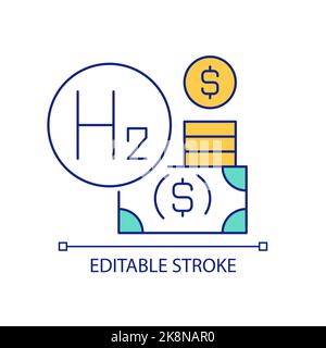 Hydrogen production efficiency RGB color icon Stock Vector