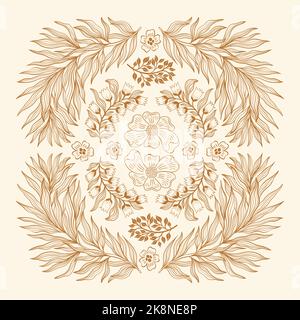 Collection vintage floral motif. William Moriss style art and craft movement. Design outline flower symbol. Stock Vector