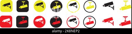 A collection of security camera icons in different colors Stock Vector
