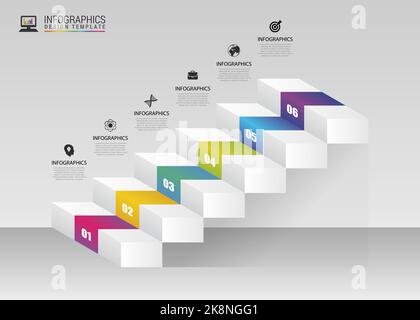 Abstract 3d stairs. Infographic or timeline template. Vector illustration Stock Vector