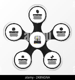 Infographic design circles on the grey background. Vector illustration Stock Vector