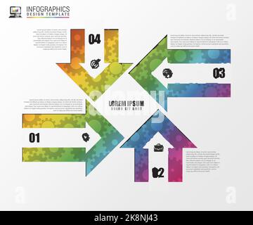 Colorful infographic arrows on the grey background. Vector illustration Stock Vector