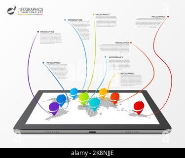 Modern world map connection concept. Infographic template. Vector illustration Stock Vector