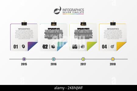 Timeline infographics with icons. Business concept. Vector illustration Stock Vector