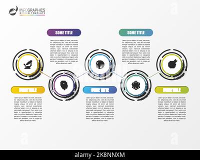 Timeline infographics template. Colorful modern design. Vector illustration Stock Vector