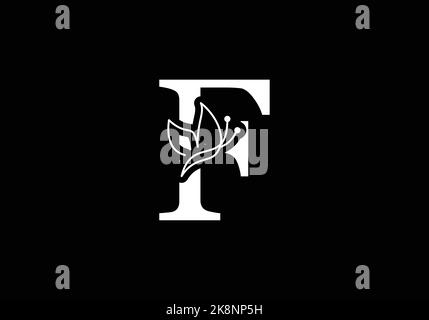 Butterfly Logo On Letter F Template.  Initial Butterfly Sign Concept Template. Stock Vector
