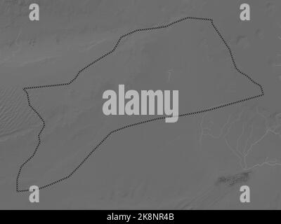 Sabha, district of Libya. Grayscale elevation map with lakes and rivers Stock Photo