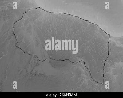 Surt, district of Libya. Grayscale elevation map with lakes and rivers Stock Photo