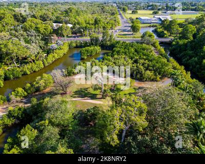 Aerial shot of Cairns Botanical Garden Stock Photo