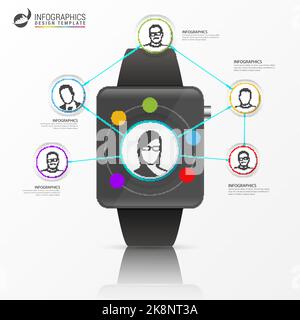 Social network concept. Global communication, infographic. Vector illustration Stock Vector