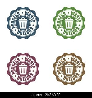 Waste sorting process seals set Stock Vector