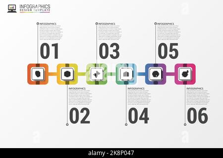 Modern infographics process template. Timeline concept. Vector illustration Stock Vector
