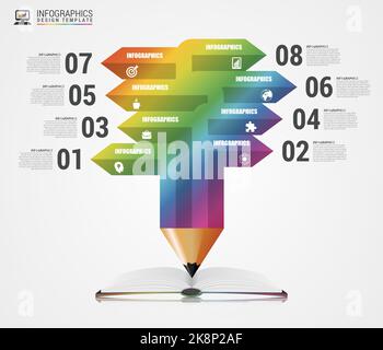 Education concept. Pencil for infographics. Vector illustration. Stock Vector