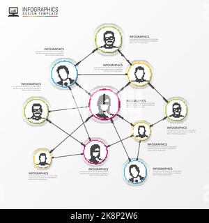 Social network concept. Global communication, infographic elements. Vector illustration Stock Vector