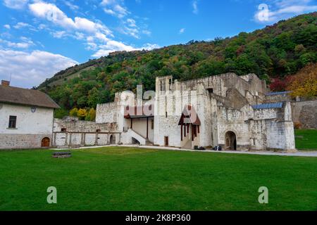 Hungarian king palace building in Visegrad Hungary with the castle on the hill Stock Photo