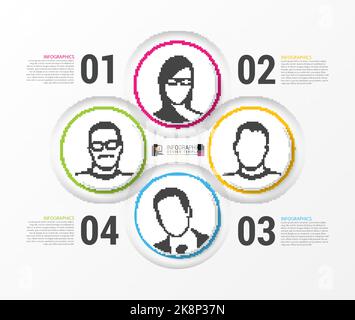 Abstract colorful circles with people icons. Infographic. Vector illustration Stock Vector