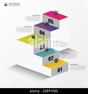 Abstract 3d stairs. Infographic or timeline template. Vector illustration Stock Vector