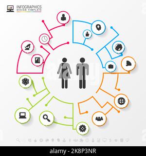 Infographic social network concept. Modern business template. Vector illustration Stock Vector