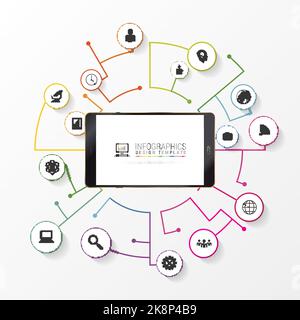 Report template made from lines and circles. Infographic. Vector illustration Stock Vector