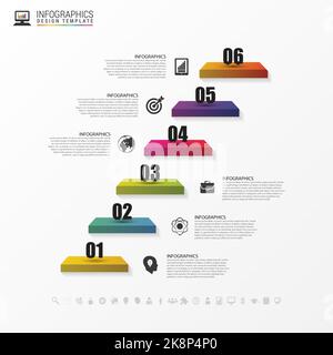 Abstract 3d stairs. Infographic or timeline template. Vector illustration Stock Vector