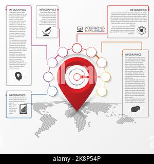 Infographic design. Report template with location pointer. Vector illustration Stock Vector