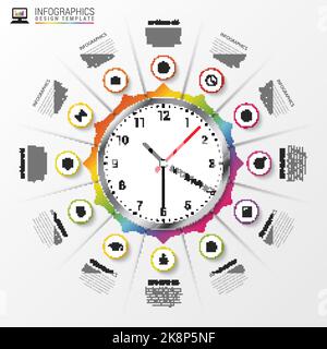 Abstract infographic. Clock. Modern design template. Vector illustration Stock Vector