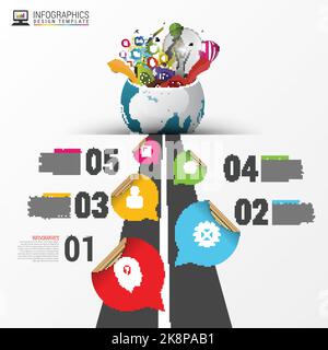 Infographic design template. Creative world. Vector illustration Stock Vector