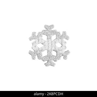 Silver Christmas snowflake isolated on white background Stock Photo