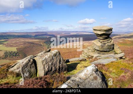 Peak District National Park The Salt Cellar rock formation on Derwent Edge Derbyshire Peak District National Park Derbyshire England UK GB Europe Stock Photo