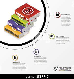 Infographics template. Education concept with books. Vector illustration Stock Vector