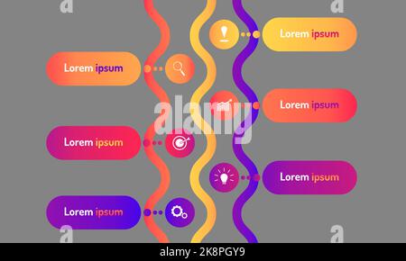 An illustration of a modern and colorful infographic design isolated on a gray background Stock Vector