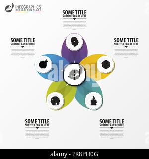 Business infographics. Circular infographic with 5 options. Vector illustration Stock Vector